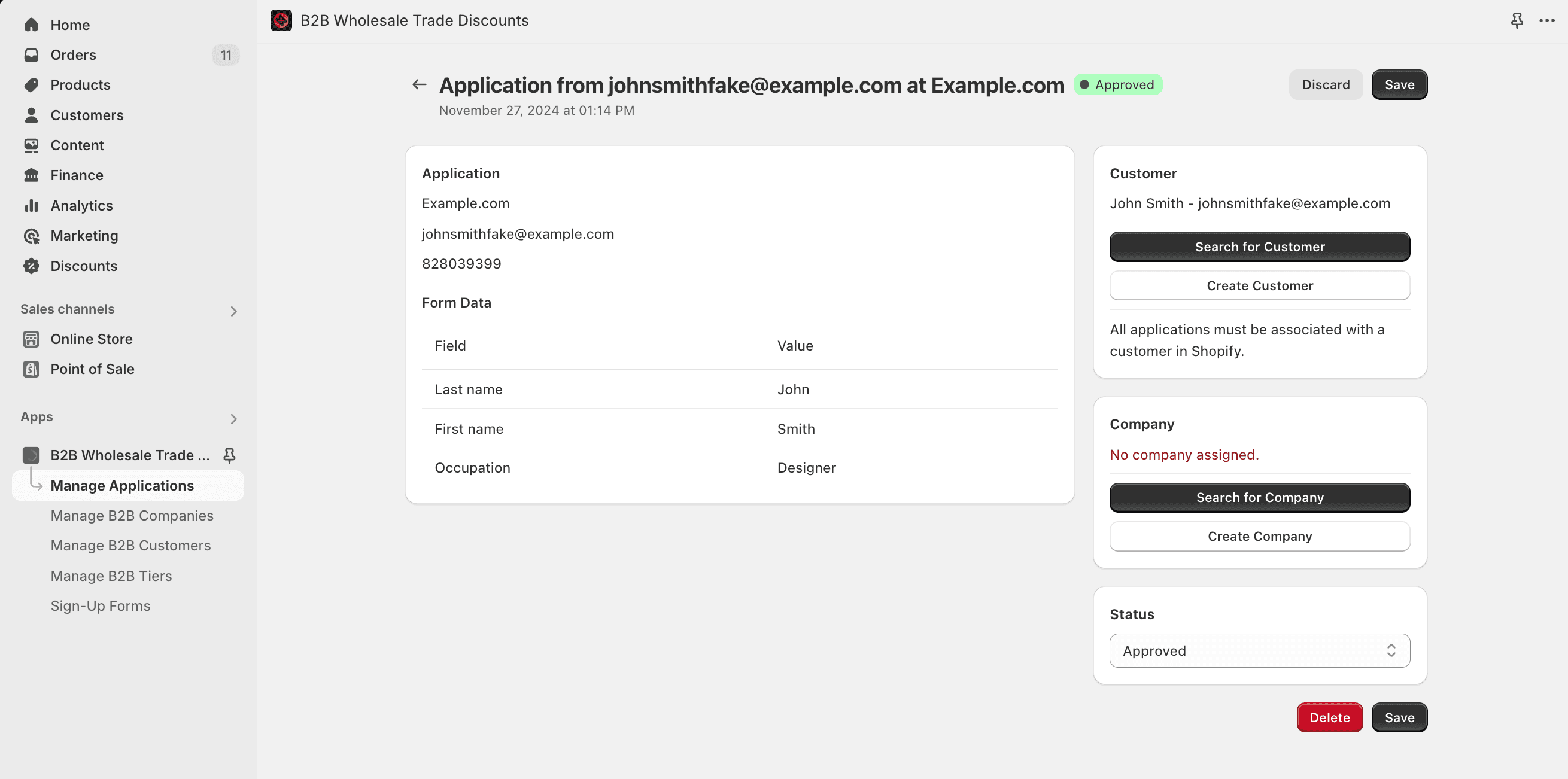 Assigning a customer to an application