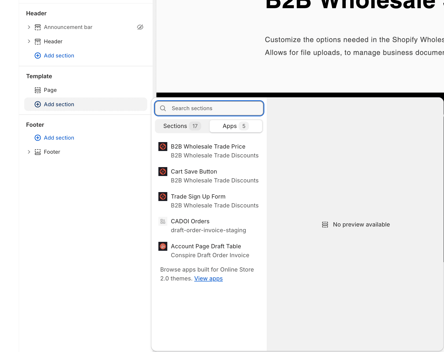 Adding the B2B Sign Up Form app block in Customize Theme