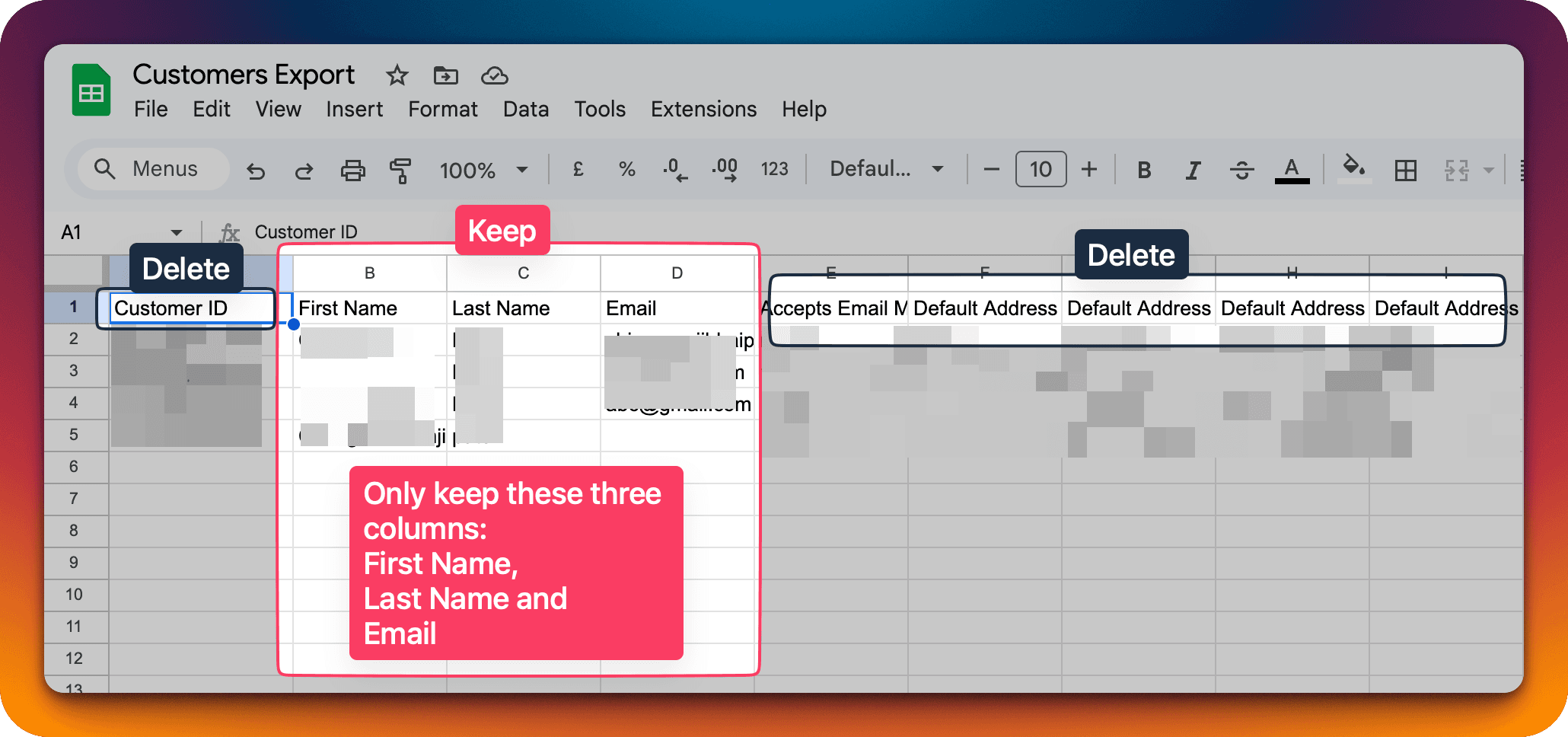 Removing extra columns from the exported CSV