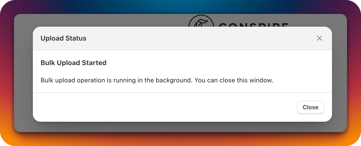 The background processing message